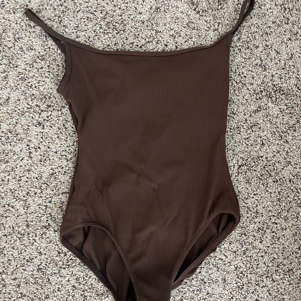Brown Ribbed Mirella Leotard